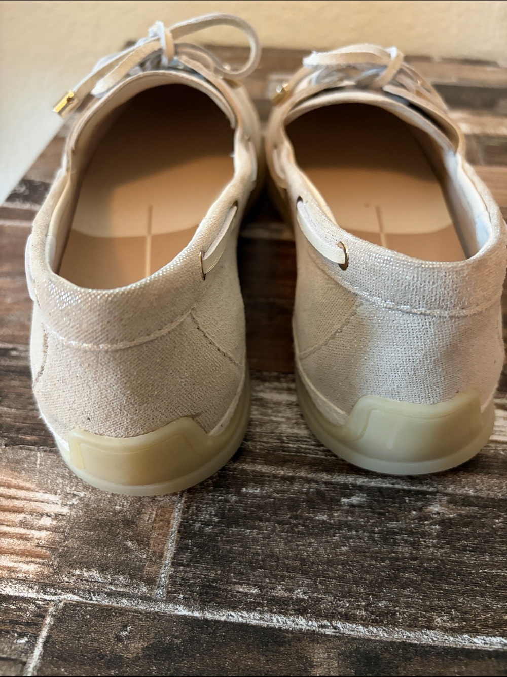 Dolce Vita Beige Canvas Moc-Toe Boat Loafers - Picture 4 of 6
